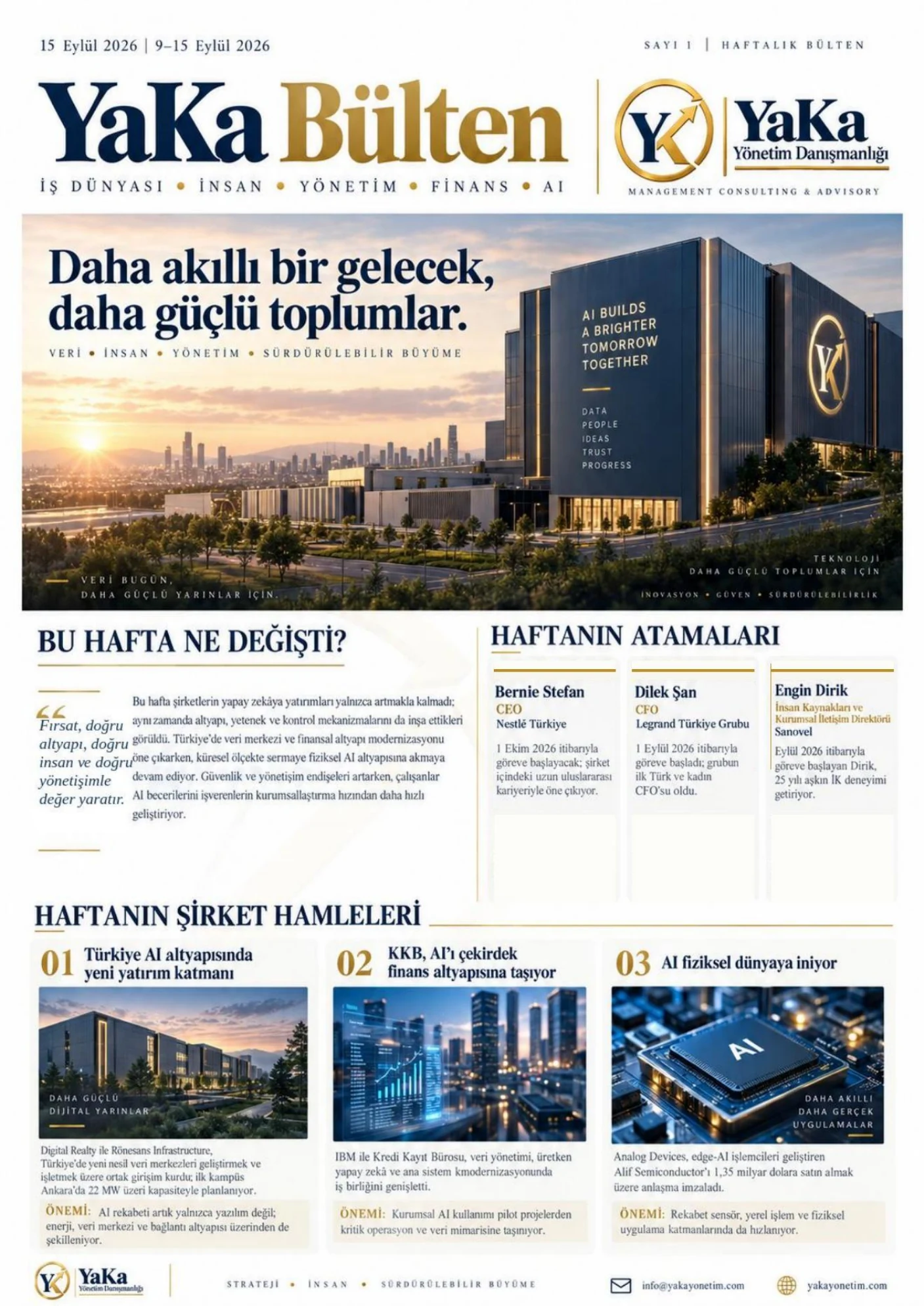 YaKa Bülten Sayı 1, sayfa 1 - İş dünyası, atamalar ve şirket hamleleri