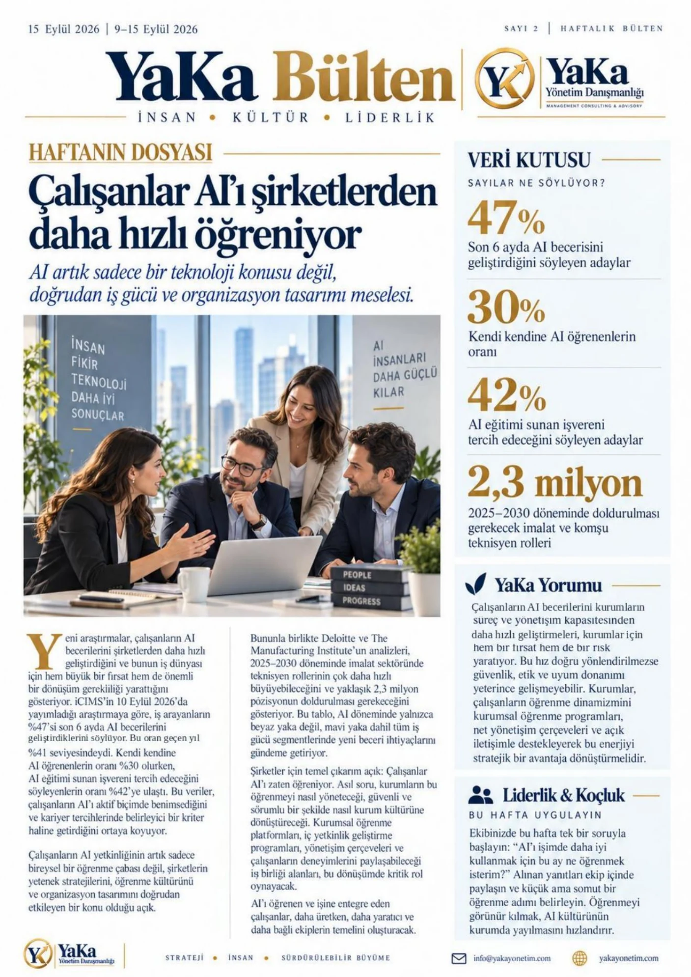 YaKa Bülten Sayı 1, sayfa 2 - İnsan, kültür, liderlik ve yapay zekâ dosyası